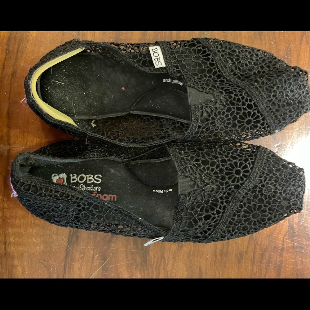 Black lace Bobs by Skechers